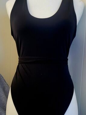 Classic Black One-Piece Swimsuit with Waist Detail